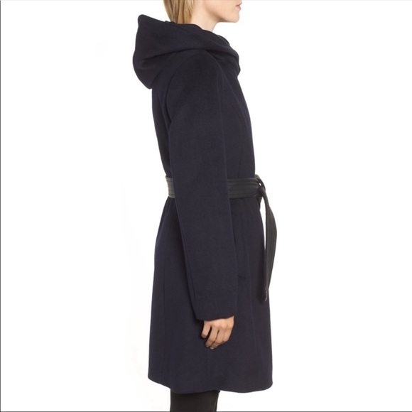 COLE HAAN WOOL BELTED SHAWL HIGH COLLAR WRAP COAT BLACK FORMAL OLD MONEY, 12 - Picture 5 of 15